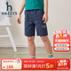 哈吉斯（HAZZYS）品牌童裝男童短褲夏新款彈力透氣酷帥舒適梭織五分褲 藏藍 145
