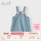 戴維貝拉兒童牛仔背帶裙春裝女童寶寶甜美裙子連衣裙童裝