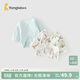 童泰（TONGTAI）嬰兒和服半背衣純棉四季0-3個(gè)月新生兒衣服寶寶居家上衣2件裝 綠色（雙層護肚款） 52 碼(建議0-2個(gè)月身高50-55cm)