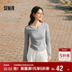 森馬（Semir）長(cháng)袖T恤女春季短款純色正肩木耳邊花邊內搭緊身上衣101125101009
