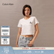 Calvin KleinJeans夏季女士活力少女感ck純棉字母印花潮流辣妹短款短袖T恤