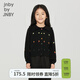 jnby by JNBY江南布衣童裝秋綿羊毛開(kāi)衫毛衣保暖荷葉邊刺繡女童兒童1N8311530 001本黑 110 cm
