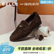 百麗（Belle）海鷗復古樂(lè )福鞋女2026春新款商場(chǎng)低跟羊皮通勤小皮鞋F2D1DAA6預售 咖啡色 38 (240mm)