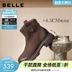 百麗（Belle）復古時(shí)裝靴女冬季新款商場(chǎng)柔軟羊皮舒適粗跟加絨短靴E5S1DDD5 啡色-單里 38 (240mm)