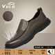 VOLO犀牛男鞋夏季鏤空涼皮鞋男士套腳休閑皮鞋真皮透氣軟底鞋子洞洞鞋 卡其 【夏季透氣款】 40