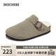 斯凱奇（Skechers）勃肯鞋女士秋冬加絨保暖一腳蹬涼拖鞋復古百搭平底休閑鞋158831