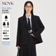 MOVK黑色西裝外套女小個(gè)子大學(xué)生職業(yè)正裝高級休閑西裝套裝西服外套女 黑色(四?？畚餮b+直筒西褲) 【職業(yè)正裝面試】 M  (106-115斤)