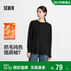 森馬（Semir）長(cháng)袖T恤女中長(cháng)款寬松發(fā)熱純色插肩袖2025冬抓毛開(kāi)叉109725101002