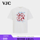 威杰思（VJC）/威杰思2026春夏新款男裝棉感短袖T恤植絨燙鉆撞色 白色 M /48