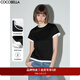 COCOBELLA黑白撞色拼接假兩件短袖T恤夏簡(jiǎn)約精致半袖TS0017 黑色 L