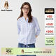 暇步士（Hush Puppies）女裝春新款清新藍白格紋七分袖抽繩襯衫女 368藍白 L
