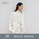 OVV春夏熱賣(mài)女裝三醋酸面料無(wú)領(lǐng)設計直筒版型西服外套 米白（凈色）05 L