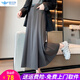 歐貝汐西裝百褶半身裙女2026秋季新款高腰百搭A字裙中長(cháng)款傘裙長(cháng)裙 灰色配腰帶 2XL