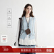 MSLAN復古V領(lǐng)開(kāi)衫針織馬甲2026春季新款高級感簡(jiǎn)約疊穿馬夾上衣 淺蔚藍 L