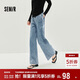 森馬（Semir）牛仔褲女秋季解構分割拼接寬松闊腿褲2025酷颯風(fēng)長(cháng)褲10A525124001