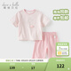 戴維貝拉（DAVE＆BELLA）女童家居服套裝男寶寶睡衣新款夏裝兒童t恤褲子兩件套小童衣服 粉色【現貨】 100 cm（建議身高90-100cm）
