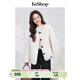InShop【商場(chǎng)同款】新款復古文藝皮草外套女小清新寬松毛絨上衣 米白色 S
