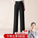 雪夕媽媽秋冬裝直筒長(cháng)褲中老年女松緊腰休閑褲子寬松彈力加絨闊腿褲