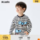 馬·拉?。∕.Latin）【螞蟻搬家T】馬拉丁童裝25秋新款條紋印花撞色領(lǐng)長(cháng)袖T恤
