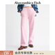 Abercrombie & Fitch美式經(jīng)典LOGO抓絨松緊腰直筒運動(dòng)衛褲長(cháng)褲25秋冬女裝147-5166 粉色 M (165/76A)