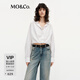 MO&Co.【C+系列】襯衫春假兩件拼接蕾絲背心短款MBE1SHTT05 本白色 XS /155