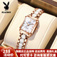 花花公子（PLAYBOY）品牌手表時(shí)尚潮流經(jīng)典小綠表方形陶瓷防水女表輕薄簡(jiǎn)約腕表女 花花公子-2050-間陶瓷帶玫殼白面