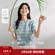 茵曼（INMAN）索羅納涼感條紋短袖t恤女裝輕薄2026夏季新款針織衫上衣 藍色 M