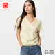 優(yōu)衣庫女裝竹節紗V領(lǐng)T恤/短袖26春夏新款483460 40 奶油色 M