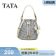 他她（TATA）女包2026春季商場(chǎng)同款時(shí)尚百搭編織水桶包新款X3539AX6 蘭白/米 F