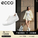 愛(ài)步（ECCO） 牛皮系帶休閑板鞋 柔酷7號女鞋470843 白色/銀色38