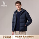 哈吉斯（HAZZYS）男裝 冬季男外套立領(lǐng)絎縫【鵝絨】羽絨服男ASFZU0CDU50 藏青色NV 2XL （185/104A 52）