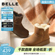 百麗（Belle）顯瘦V口雪地靴女冬季新款商場(chǎng)款厚底增高保暖短靴E8T1DDD5 啡色 35