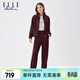 ELLE ACTIVE運動(dòng)套裝女26年春款時(shí)尚雙拉鏈頭立領(lǐng)外套衛衣衛褲運動(dòng)服兩件套 套裝-酒紅色 M