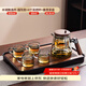 祥業(yè)玻璃泡茶壺飄逸杯茶水分離煮茶器懶人神器過(guò)濾茶杯家用功夫茶具 (煙灰)飄逸杯+耳把4杯+春羨盤(pán)