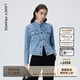 朗姿【精英衣櫥】復古百搭休閑短款藍色牛仔外套女高級感春季新款上衣 巴黎藍色 L
