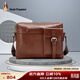 暇步士（Hush Puppies）單肩斜挎包男復古真皮單肩包斜挎包通勤休閑男士2024新款啡色