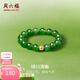 周六福  金鑲玉戒指女黃18K新中式和田碧玉戒指指環(huán)生日禮物 圈口13-15#