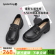 蜘蛛王女鞋2026春季新款英倫風(fēng)增高小皮鞋學(xué)院風(fēng)女單鞋厚底樂(lè )福鞋 黑色 套腳 38