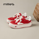 妙麗（Millies）帆布鞋女厚底透氣時(shí)尚小白鞋2026春季新款百搭中國紅休閑鞋 紅色 37 (235mm) 標準碼