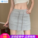 歐貝汐辣妹抽繩運動(dòng)短裙2026夏少女運動(dòng)感高腰百搭包臀A字半身裙 灰色 M