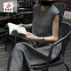 黛芙熙日韓風棉麻格子背心長裙女夏季新款寬松大碼簡約休閑無袖連衣裙 格紋 L 【105-125斤】
