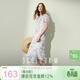 三彩2025夏季新款碎花雪紡連衣裙法式A字裙短袖V領(lǐng)長(cháng)裙浪漫M