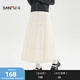 三福（SANFU）長(cháng)裙2025冬季花邊裙擺松緊腰頭散擺半身裙女裝512844 米白色 L