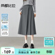 尚都比拉含亞麻都市通勤半身裙女春季高腰A字裙梨型身材遮肉顯瘦長(cháng)裙子