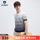 Navigare意大利小帆船男士涼感短袖T恤夏季休閑針織圓領(lǐng)體恤衫條紋上衣男 亮白條紋 XL