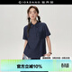 佐丹奴設計師款通勤襯衫女夏季仿牛仔藏藍色短袖襯衫18345818