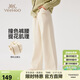 英氏（YEEHOO）女童褲子兒童長(cháng)褲中大童裝衛褲寬松闊腿褲休閑運動(dòng)春 米白色 150