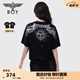 BOY LONDON【暗黑羅盤(pán)】春夏男女同款燙金潮牌短袖翅膀T恤N01906 黑印銀 M
