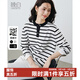晚白【新品】2026春法式松弛感圓領(lǐng)條紋大碼上衣軟糯舒適萊賽爾針織衫 條紋 L