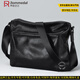 羅梅達爾（Rommedal）單肩包男士背包斜挎包男大容量單肩包通勤斜跨休閑郵差包牛皮男包 黑色 寬32*厚12*高27cm